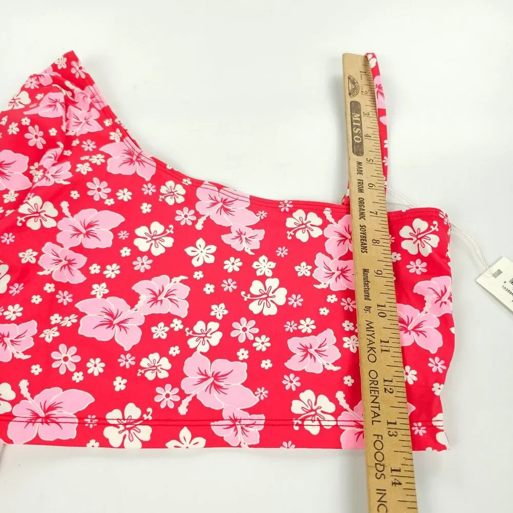 NWT Frankies Bikinis Keira Floral One Shoulder Bikini Top Coconut Girl 90s Y2k
